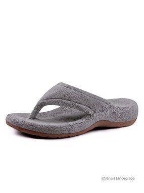 Orthopedic Fuzzy Flip Flop Slippers Arch Support Plantar Fasciitis